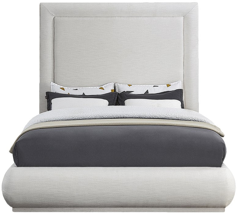 Meridian Furniture - Brooke Cream Linen Textured Fabric Upholstered Queen Bed - BrookeCream-Q - GreatFurnitureDeal