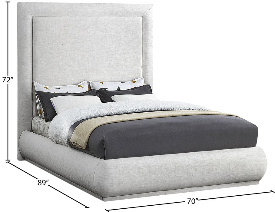 Meridian Furniture - Brooke Cream Linen Textured Fabric Upholstered Queen Bed - BrookeCream-Q - GreatFurnitureDeal