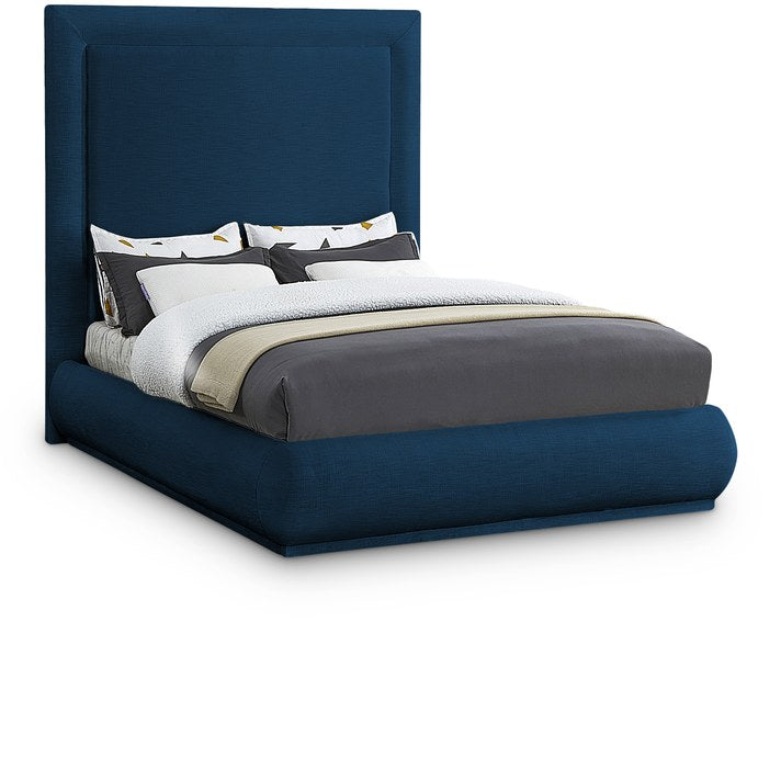 Meridian Furniture - Brooke Navy Linen Textured Fabric Upholstered King Bed - BrookeNavy-K - GreatFurnitureDeal