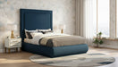 Meridian Furniture - Brooke Navy Linen Textured Fabric Upholstered King Bed - BrookeNavy-K - GreatFurnitureDeal