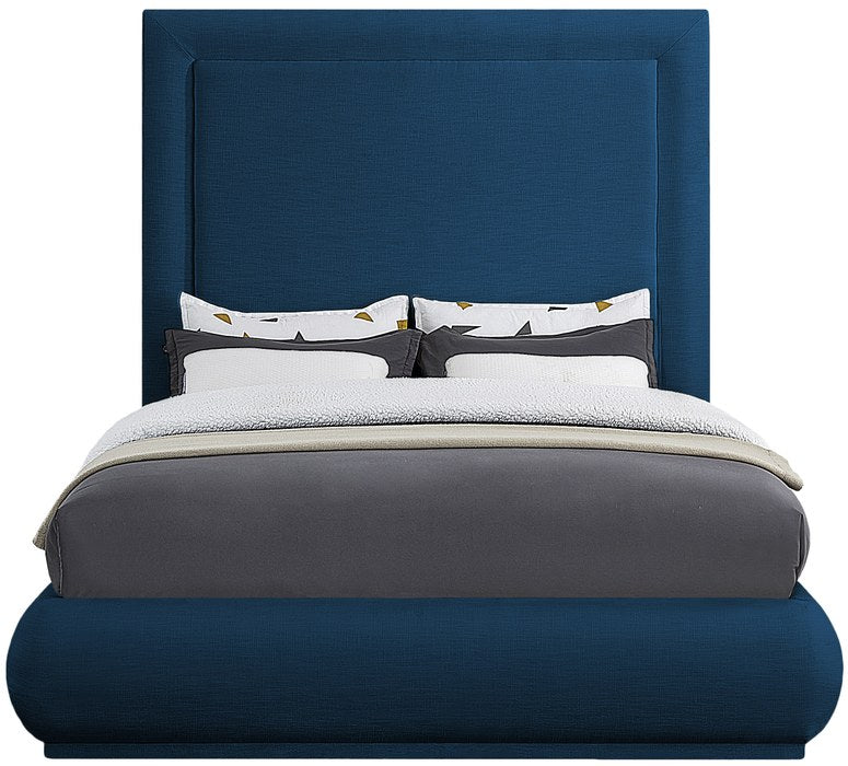 Meridian Furniture - Brooke Navy Linen Textured Fabric Upholstered King Bed - BrookeNavy-K - GreatFurnitureDeal