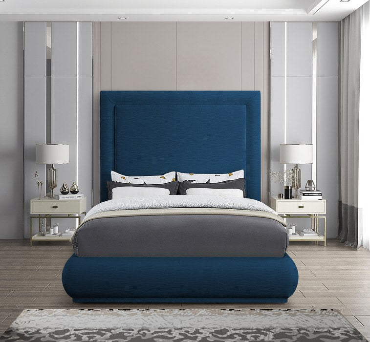 Meridian Furniture - Brooke Navy Linen Textured Fabric Upholstered King Bed - BrookeNavy-K - GreatFurnitureDeal