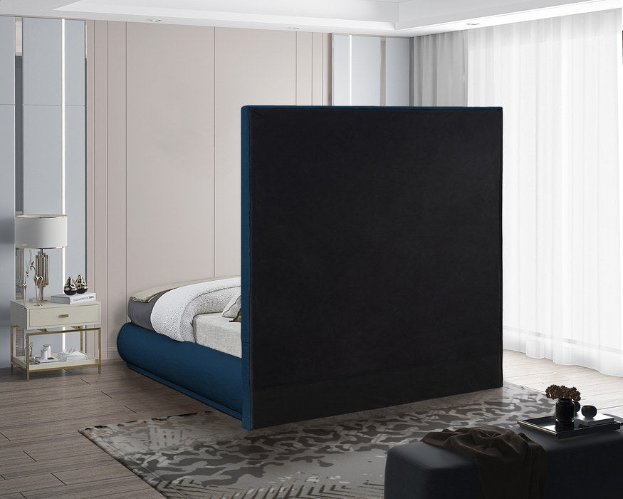Meridian Furniture - Brooke Navy Linen Textured Fabric Upholstered King Bed - BrookeNavy-K - GreatFurnitureDeal