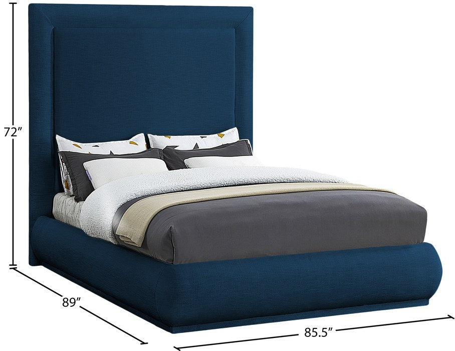 Meridian Furniture - Brooke Navy Linen Textured Fabric Upholstered King Bed - BrookeNavy-K - GreatFurnitureDeal