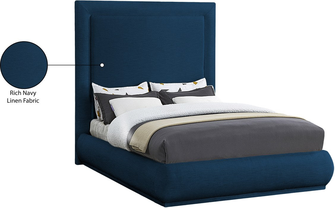 Meridian Furniture - Brooke Navy Linen Textured Fabric Upholstered King Bed - BrookeNavy-K - GreatFurnitureDeal