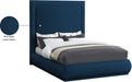 Meridian Furniture - Brooke Navy Linen Textured Fabric Upholstered King Bed - BrookeNavy-K - GreatFurnitureDeal