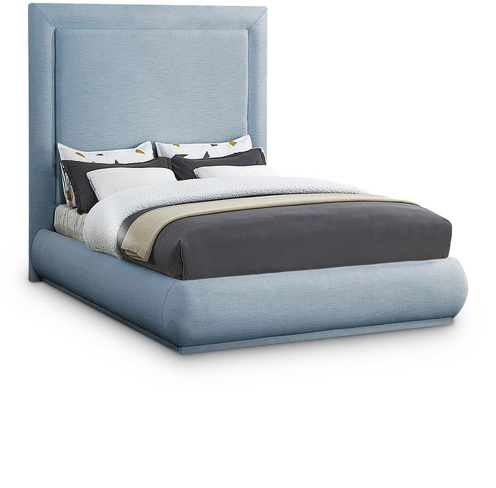 Meridian Furniture - Brooke Light Blue Linen Textured Fabric Upholstered King Bed - BrookeSkyBlu-K - GreatFurnitureDeal