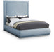 Meridian Furniture - Brooke Light Blue Linen Textured Fabric Upholstered King Bed - BrookeSkyBlu-K - GreatFurnitureDeal