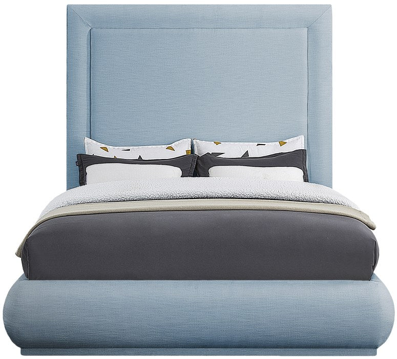 Meridian Furniture - Brooke Light Blue Linen Textured Fabric Upholstered King Bed - BrookeSkyBlu-K - GreatFurnitureDeal
