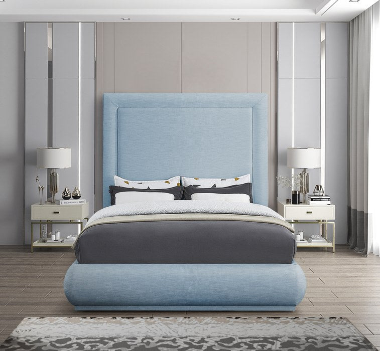 Meridian Furniture - Brooke Light Blue Linen Textured Fabric Upholstered King Bed - BrookeSkyBlu-K - GreatFurnitureDeal
