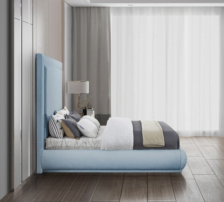 Meridian Furniture - Brooke Light Blue Linen Textured Fabric Upholstered King Bed - BrookeSkyBlu-K - GreatFurnitureDeal