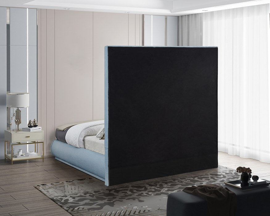 Meridian Furniture - Brooke Light Blue Linen Textured Fabric Upholstered King Bed - BrookeSkyBlu-K - GreatFurnitureDeal