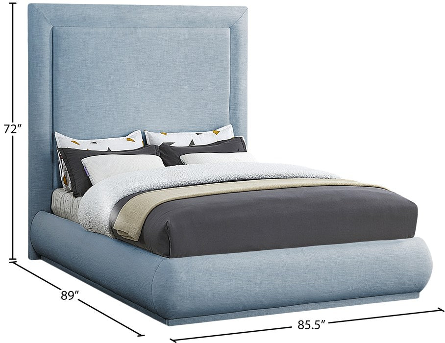 Meridian Furniture - Brooke Light Blue Linen Textured Fabric Upholstered King Bed - BrookeSkyBlu-K - GreatFurnitureDeal