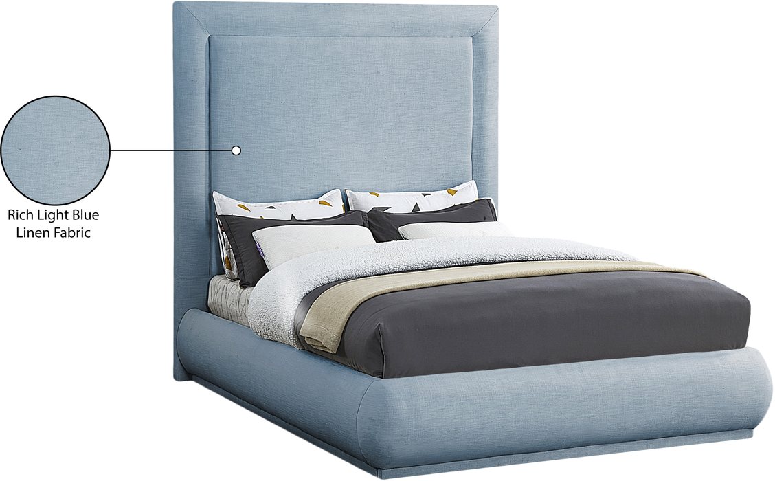 Meridian Furniture - Brooke Light Blue Linen Textured Fabric Upholstered King Bed - BrookeSkyBlu-K - GreatFurnitureDeal