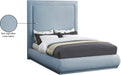 Meridian Furniture - Brooke Light Blue Linen Textured Fabric Upholstered King Bed - BrookeSkyBlu-K - GreatFurnitureDeal