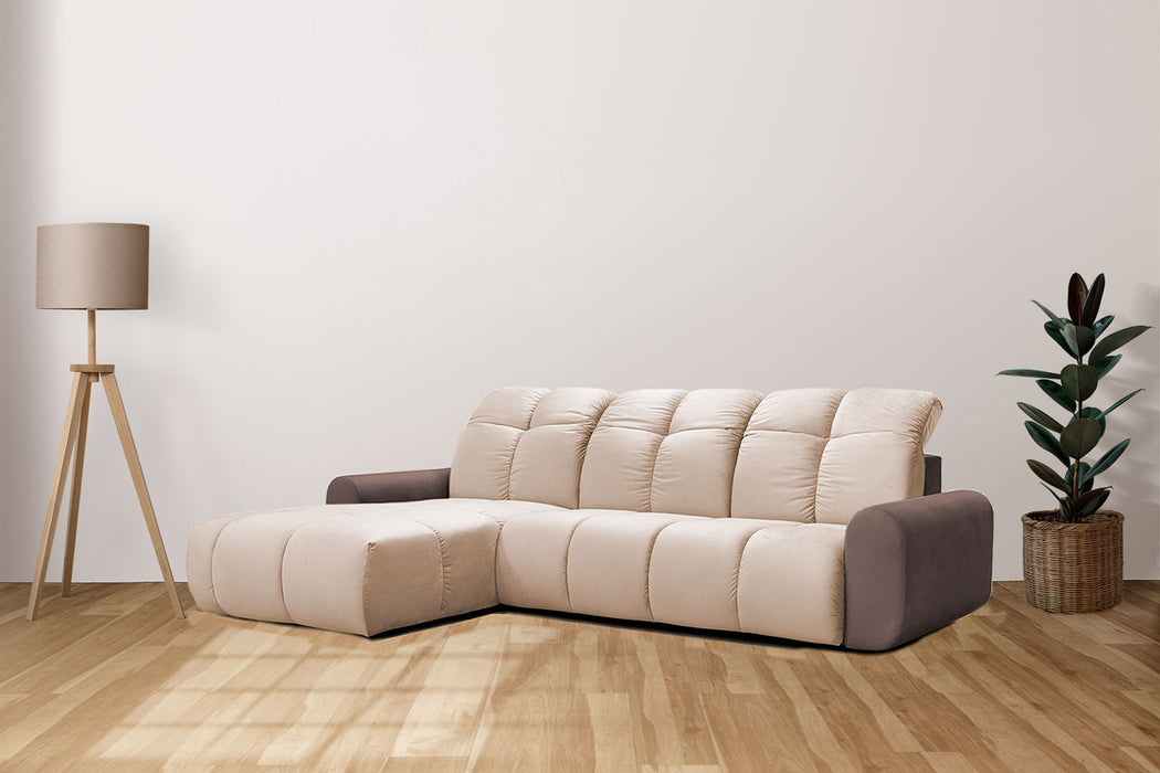 ESF Furniture - Bullet Plus Sectional Sofa w/Bed in Ivory - BULLET-SEC-IVORY - GreatFurnitureDeal