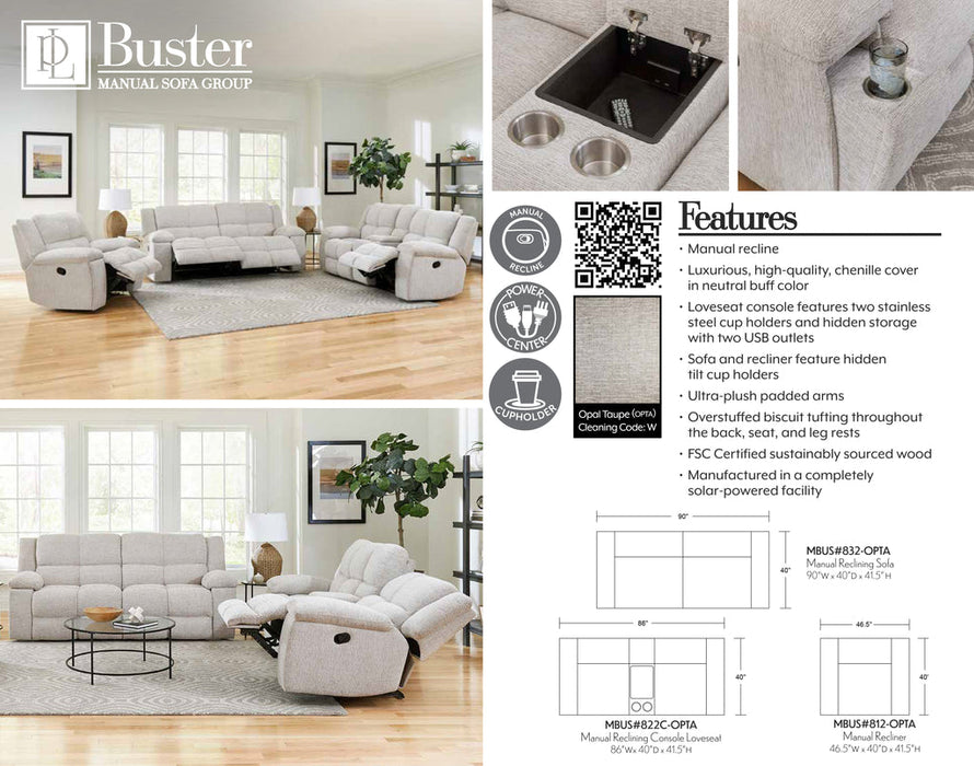 Parker Living - Buster Manual Reclining Sofa in Opal Taupe - MBUS#832-OPTA - GreatFurnitureDeal
