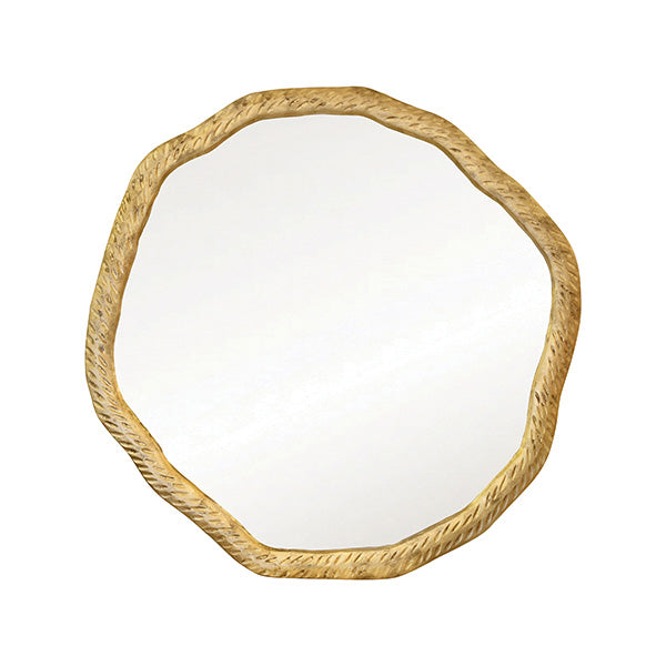 Worlds Away - Round Metal Mirror With Organic Textured Antique Brass Frame - CADENCE ABR - GreatFurnitureDeal