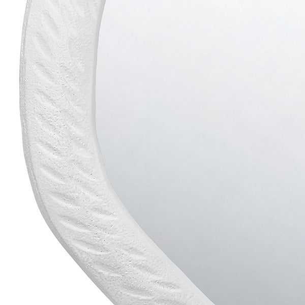 Worlds Away - Round Metal Mirror With Organic Textured Matte White Frame - CADENCE WH - GreatFurnitureDeal