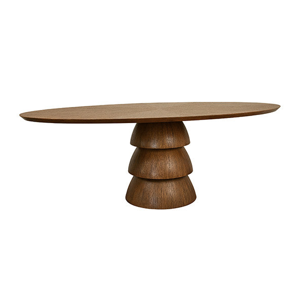 Worlds Away - Callum Oval Dining Table With Tiered Base In Provincial Brown Oak - CALLUM OV PBO