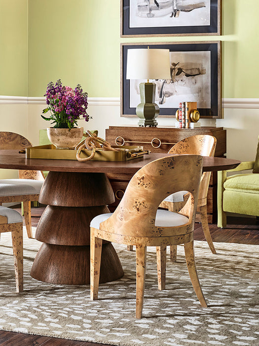Worlds Away - Callum Oval Dining Table With Tiered Base In Provincial Brown Oak - CALLUM OV PBO