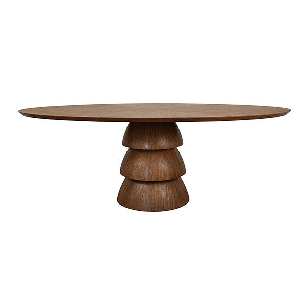 Worlds Away - Callum Oval Dining Table With Tiered Base In Provincial Brown Oak - CALLUM OV PBO