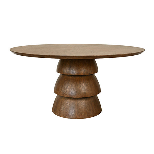 Worlds Away - Callum Round Dining Table With Tiered Base In Provincial Brown Oak - CALLUM RD PBO - GreatFurnitureDeal