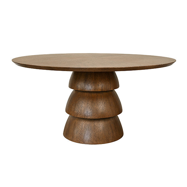 Worlds Away - Callum Round Dining Table With Tiered Base In Provincial Brown Oak - CALLUM RD PBO