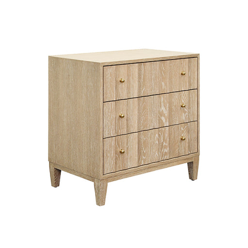 Worlds Away - Carmack Three Drawer Side Table with Fluted Detail in Cerused Oak - CARMACK CO - GreatFurnitureDeal