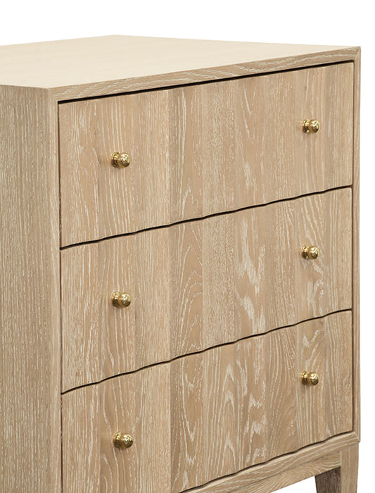 Worlds Away - Carmack Three Drawer Side Table with Fluted Detail in Cerused Oak - CARMACK CO - GreatFurnitureDeal