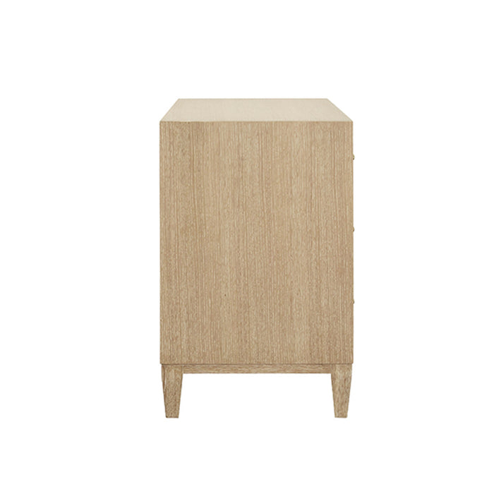 Worlds Away - Carmack Three Drawer Side Table with Fluted Detail in Cerused Oak - CARMACK CO - GreatFurnitureDeal
