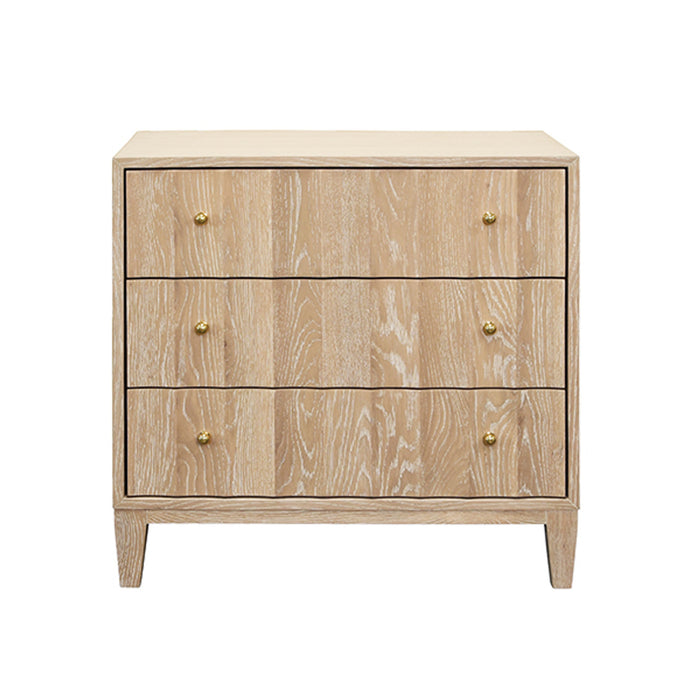Worlds Away - Carmack Three Drawer Side Table with Fluted Detail in Cerused Oak - CARMACK CO - GreatFurnitureDeal