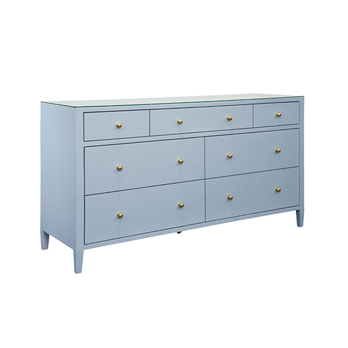 Worlds Away - Carnegie Seven Drawer Chest in Textured Light Blue Linen - CARNEGIE LB - GreatFurnitureDeal
