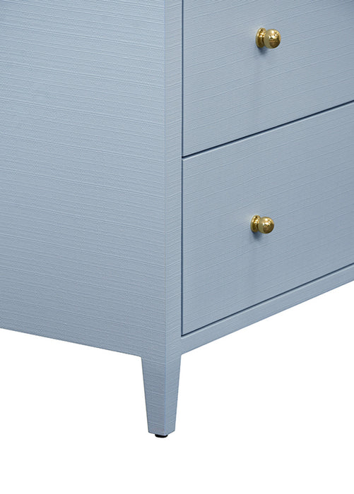 Worlds Away - Carnegie Seven Drawer Chest in Textured Light Blue Linen - CARNEGIE LB - GreatFurnitureDeal