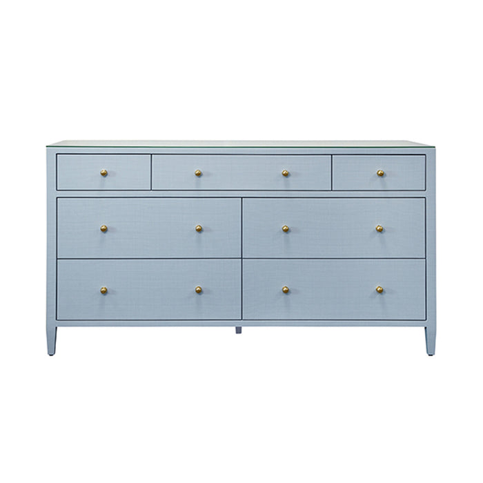 Worlds Away - Carnegie Seven Drawer Chest in Textured Light Blue Linen - CARNEGIE LB - GreatFurnitureDeal