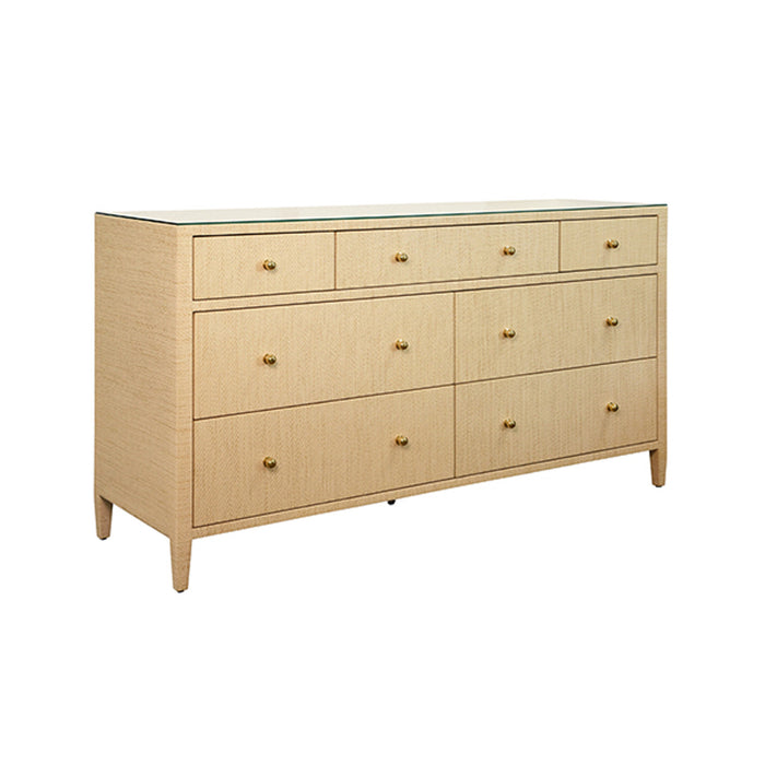 Worlds Away - Carnegie Seven Drawer Chest in Natural Glasscloth - CARNEGIE NAT - GreatFurnitureDeal
