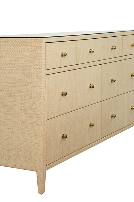 Worlds Away - Carnegie Seven Drawer Chest in Natural Glasscloth - CARNEGIE NAT - GreatFurnitureDeal