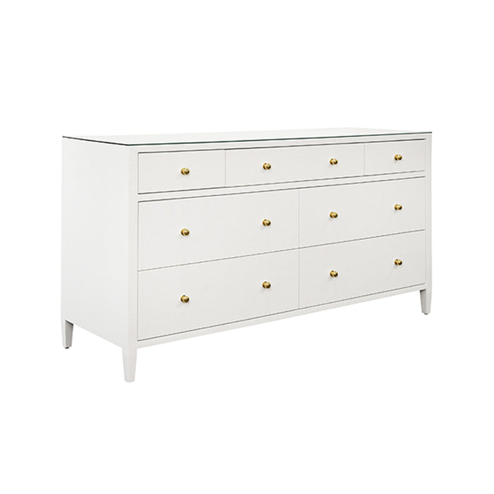 Worlds Away - Carnegie Seven Drawer Chest in Textured White Linen - CARNEGIE WH - GreatFurnitureDeal