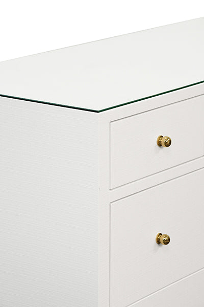 Worlds Away - Carnegie Seven Drawer Chest in Textured White Linen - CARNEGIE WH - GreatFurnitureDeal
