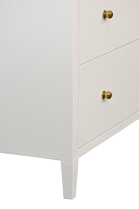 Worlds Away - Carnegie Seven Drawer Chest in Textured White Linen - CARNEGIE WH - GreatFurnitureDeal