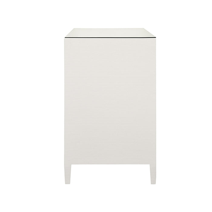 Worlds Away - Carnegie Seven Drawer Chest in Textured White Linen - CARNEGIE WH - GreatFurnitureDeal