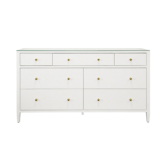 Worlds Away - Carnegie Seven Drawer Chest in Textured White Linen - CARNEGIE WH - GreatFurnitureDeal