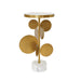 Worlds Away - Round Brass Side Table Featuring Base With Array Of Antique Brass Discs - CASSIUS - GreatFurnitureDeal
