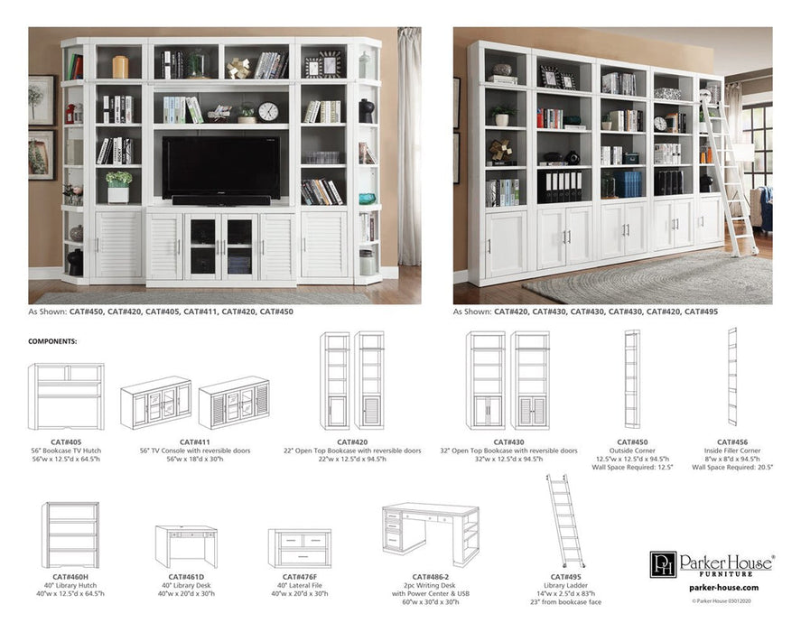 Parker House - Catalina Modular 5 Piece Corner Bookcase Wall - CAT-5PC-LIB-L-WALL - GreatFurnitureDeal