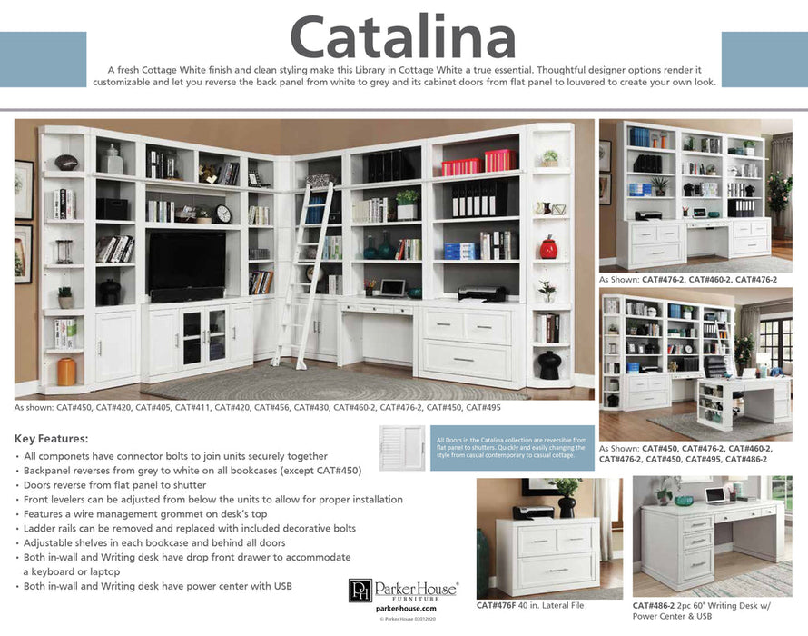 Parker House - Catalina 2 Piece Library Desk and Hutch in Cottage White - CAT#460-2 - GreatFurnitureDeal