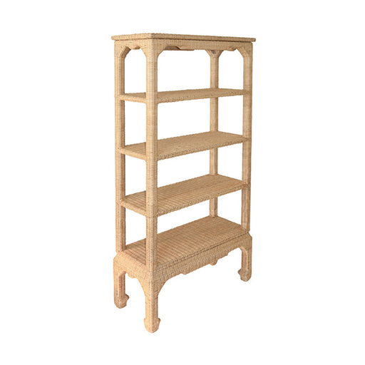 Worlds Away - Ming Style Etagere In Woven Rattan - CAVALIER - GreatFurnitureDeal