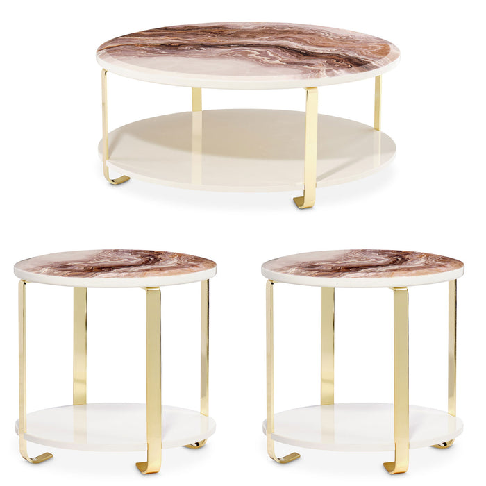 AICO Furniture - Ariana 3 Piece Occasional Table Set Gold - LFR-ARNA201-202-806