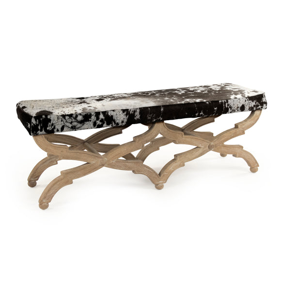 Zentique - Cow Hide Bench - CF163 E272 Cow SPBW - GreatFurnitureDeal