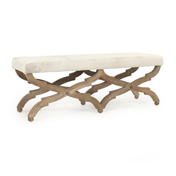 Zentique - Cow Hide Bench - CF163 E272 Cow W - GreatFurnitureDeal