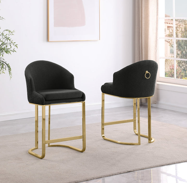 Mariano Furniture - CH376 - Teddy Upholstered Counter Chair in Black/Gold (Set of 2) - BQ-CH376 - GreatFurnitureDeal